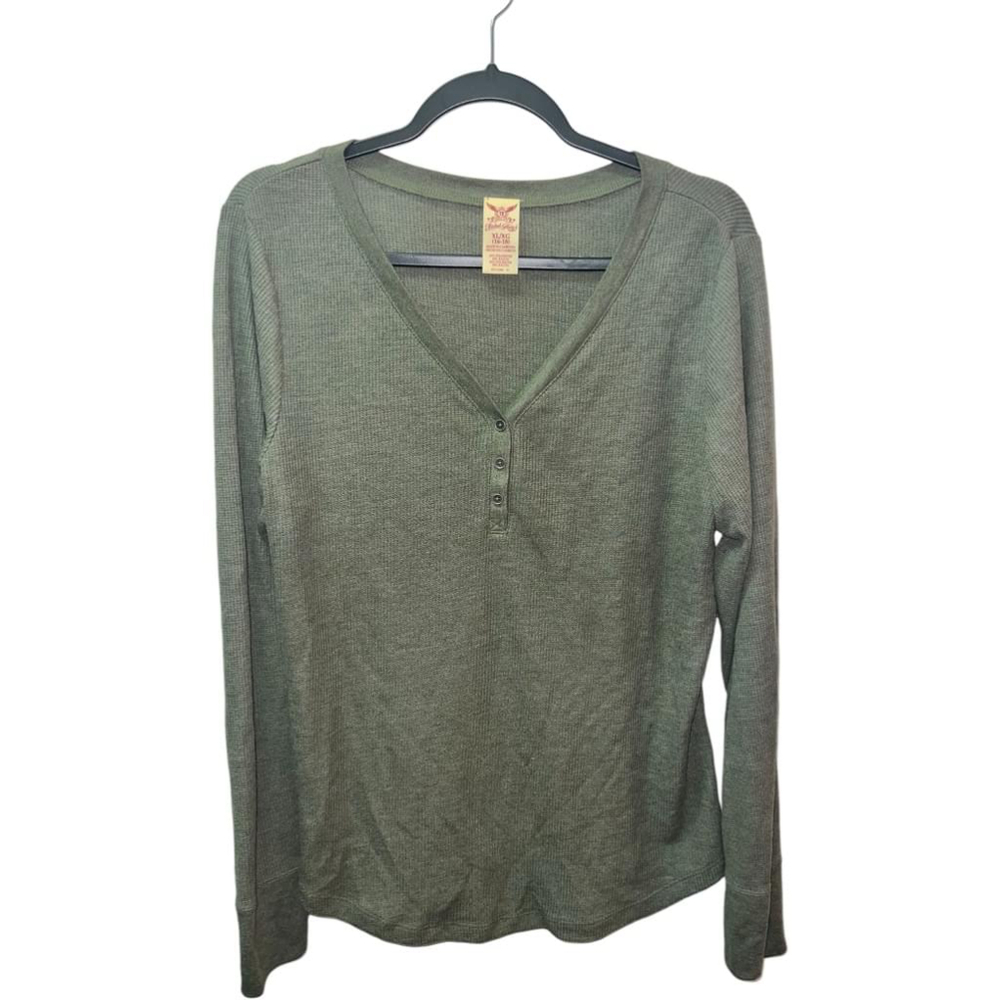 Women's Faded Glory Green Long Sleeve Thermal Top Size XL (16-18)